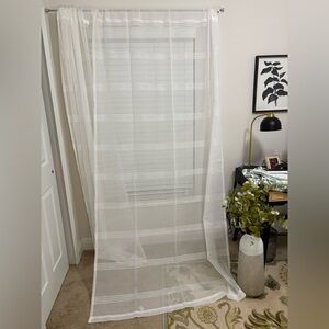 Duck River Textile Curtain Panels Rod Pocket White w/ silver threading nwot